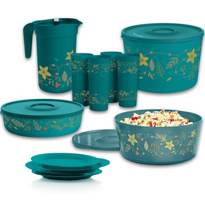 Tupper Ware Tupperware® Holiday Holly Serving Set | Bowls, Plates, Tumblers & Pitcher
